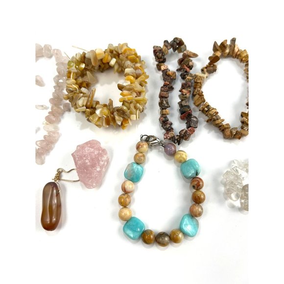 Assorted Gemstone Nugget Beads Destash Lot Agate Quartz Goldstone Shell Earthy - Picture 4 of 6